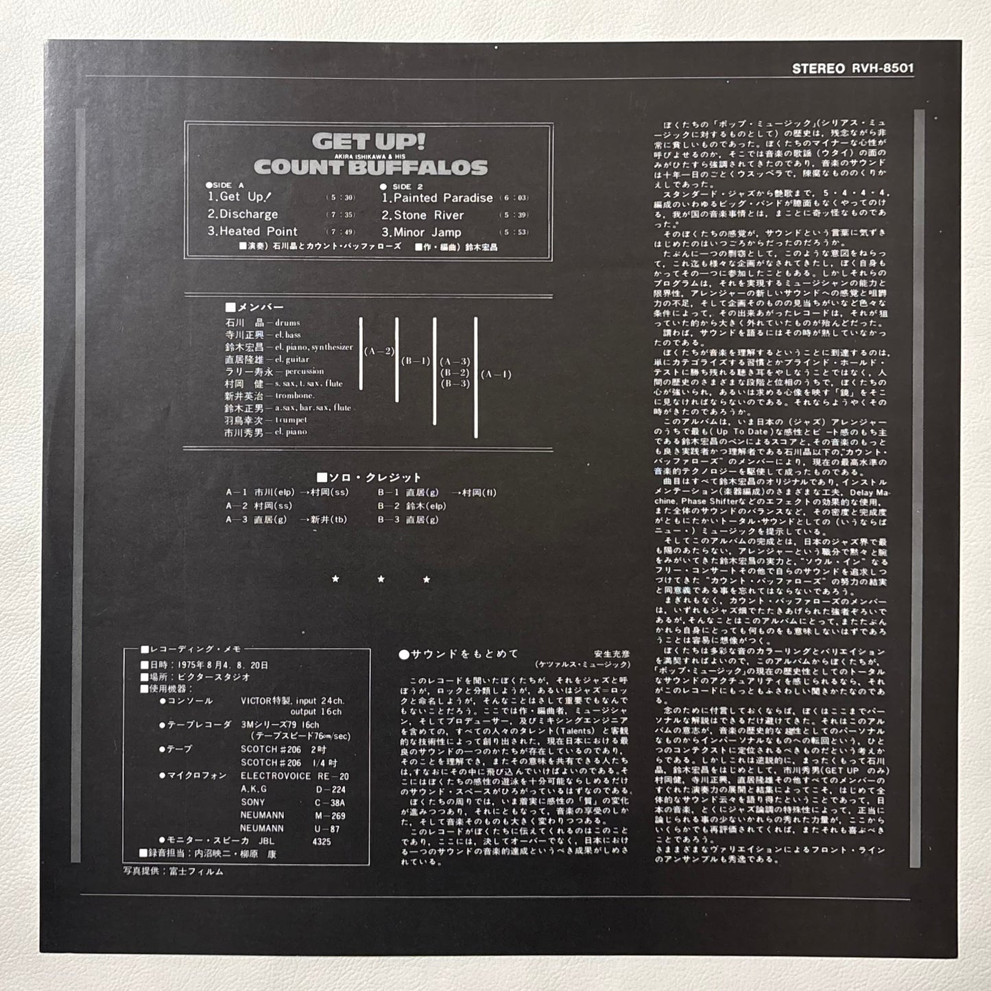 Akira Ishikawa & Count Buffalos – Get Up ! (1975 Original 1st Press)