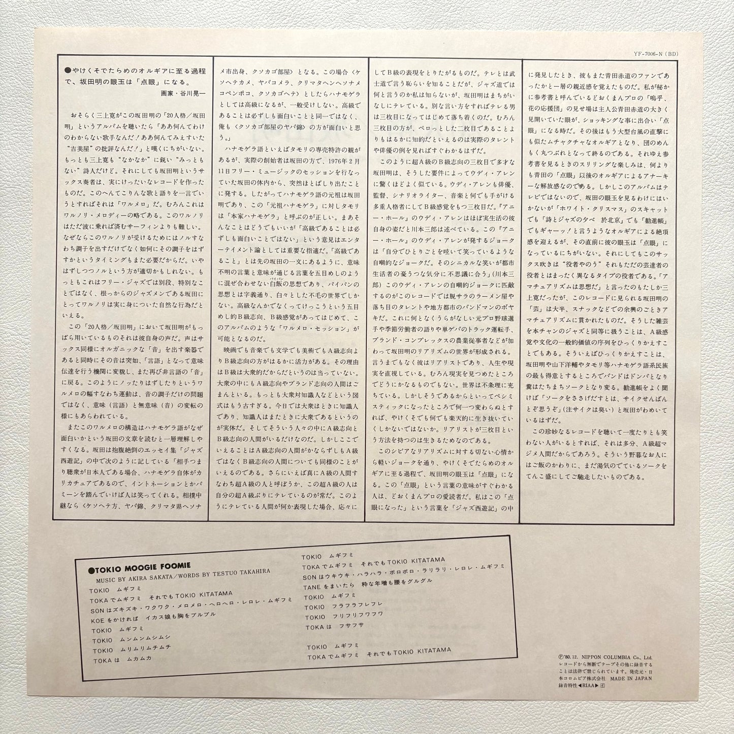 Akira Sakata - 20 Personalities