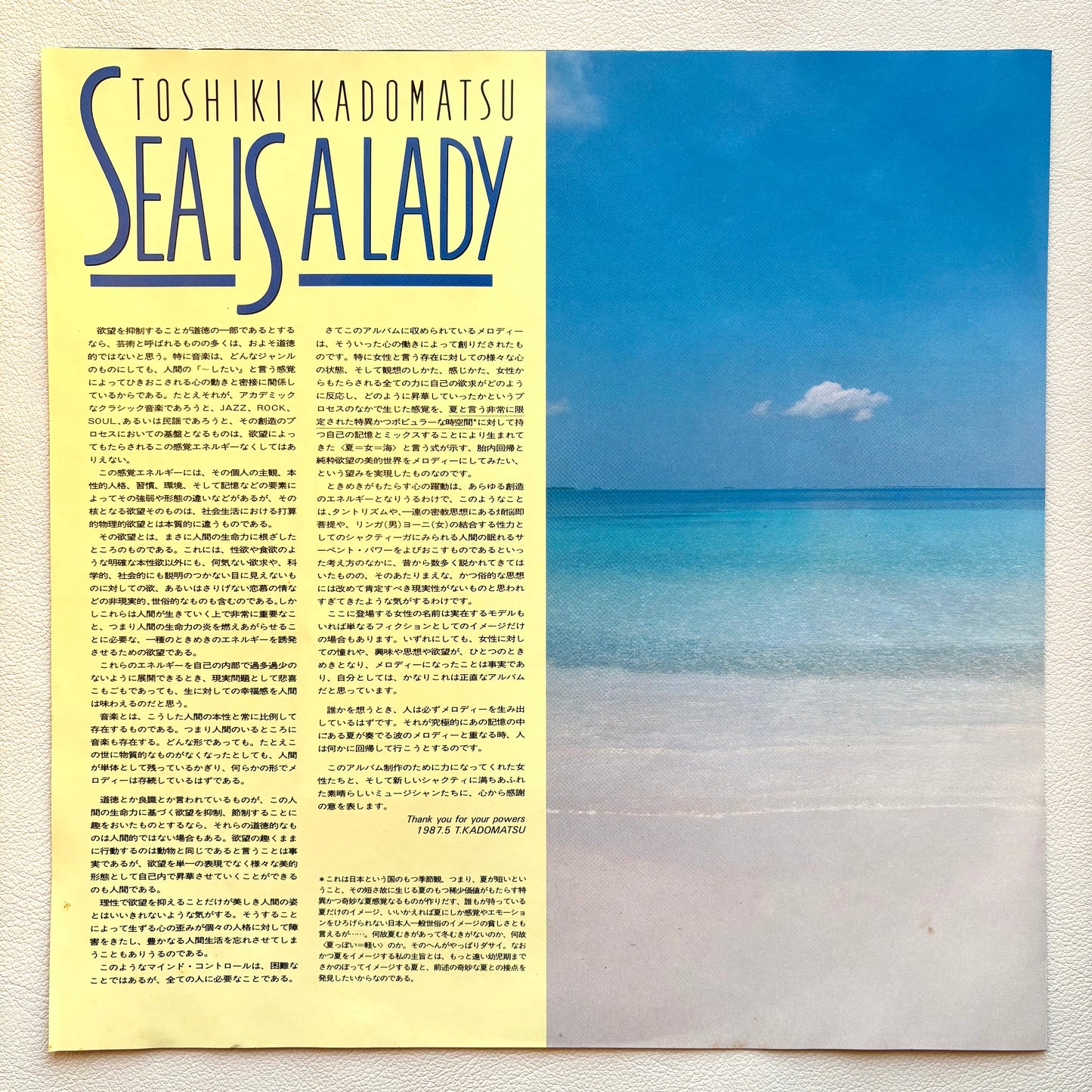 Toshiki Kadomatsu - Sea Is A Lady